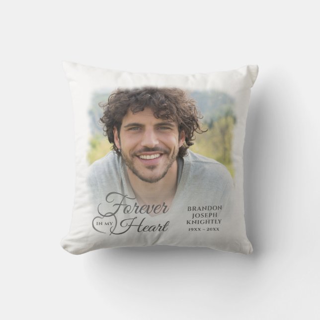 Memorial FOREVER IN MY HEART Photo Keepsake Throw Pillow (Front)