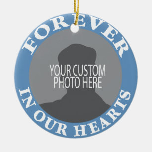 Memorial Forever in our Hearts custom photo Ceramic Ornament