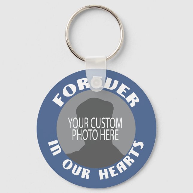 Memorial Forever in our Hearts custom photo Keychain (Front)