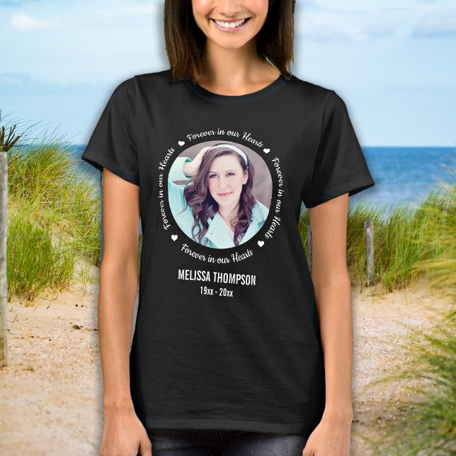 Memorial Forever in our Hearts Custom Photo T-Shirt (Creator Uploaded)