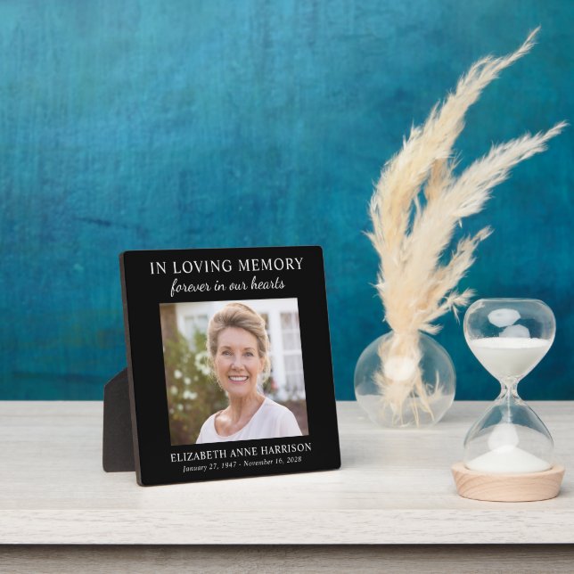 Memorial Forever In Our Hearts Photo Black Plaque (Insitu)