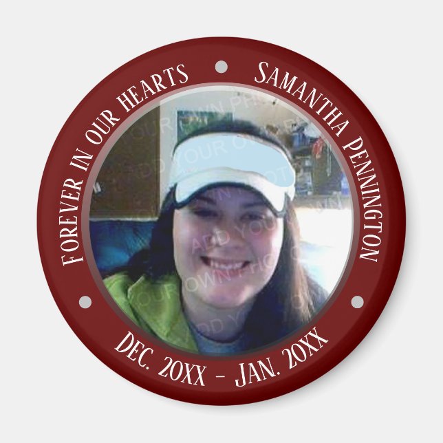 Memorial Forever in Our Hearts Photo Magnet (Front)