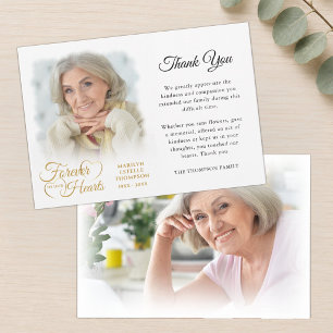 Memorial FOREVER IN OUR HEARTS Photo Thank You Card