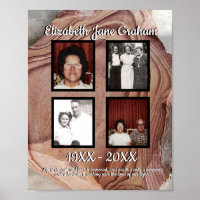 Memorial Four Photo Petrified Wood Quote Poster