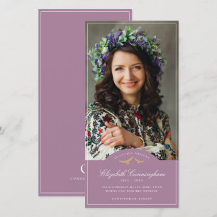 Memorial Funeral Birds Classic Monogram Photo Thank You Card