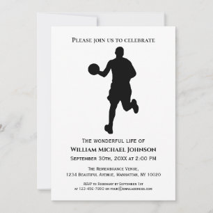 Memorial Funeral Black And White Basketball Player Invitation