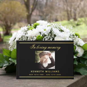 Memorial funeral black gold photo guest book
