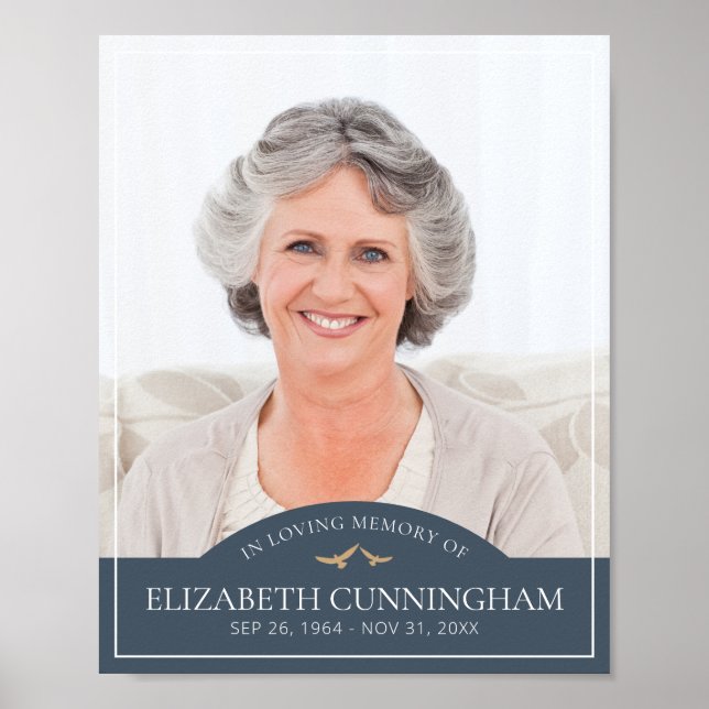 Memorial Funeral Classic Birds Photo Remembrance Poster (Front)