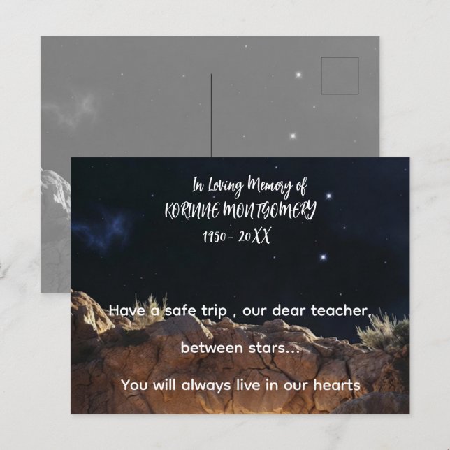 Memorial Funeral Condolences Card (Front/Back)