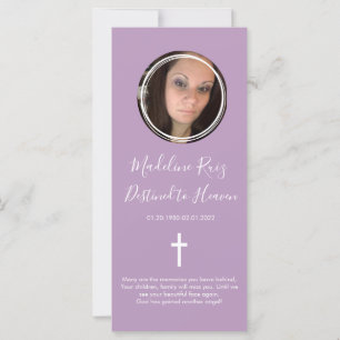 Memorial Funeral Cross Photo Purple Bookmark