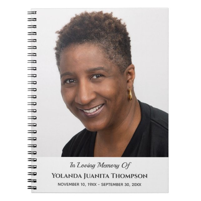 Memorial Funeral Custom Photo Bereavement Sympathy Notebook (Front)