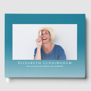 Memorial Funeral   Elegant Modern Photo Guest Book