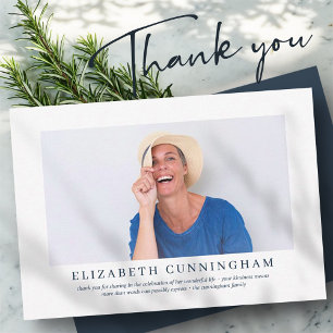 Memorial Funeral For Her   Elegant Modern Photo Thank You Card