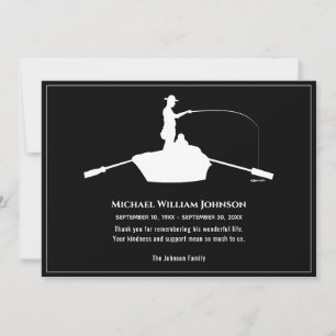 Memorial Funeral Forever Fishing Black And White Thank You Card