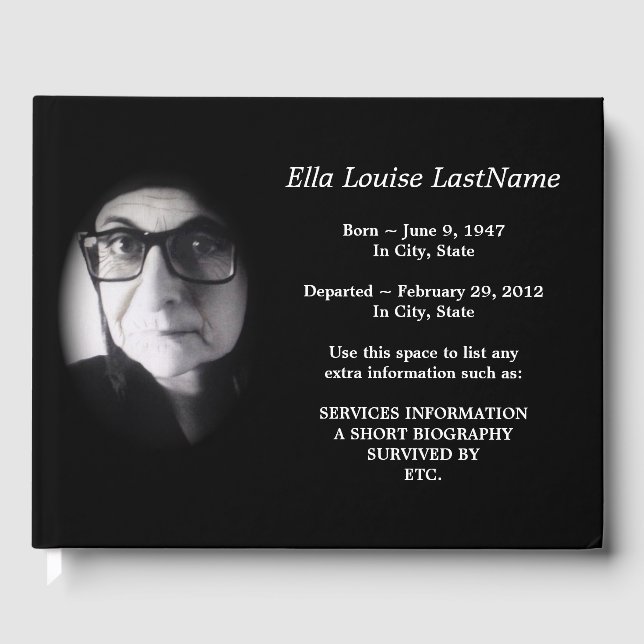 memorial funeral guest book (Front)