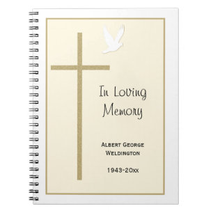 Memorial Funeral Livre d'or Carnet Cross Dove