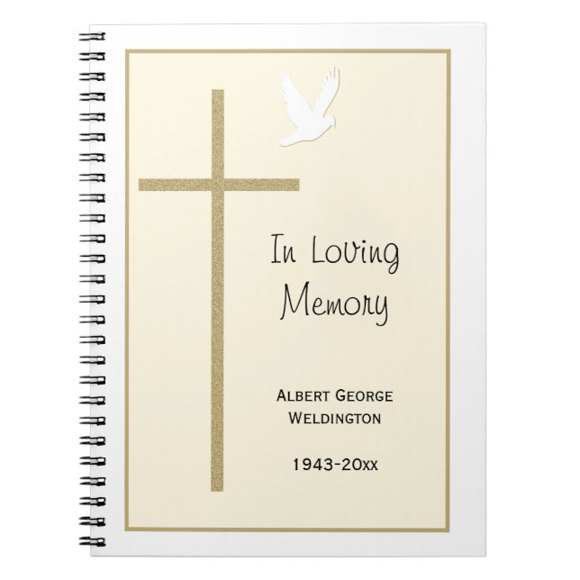 Memorial Funeral Livre d'or Carnet Cross Dove (Devant)