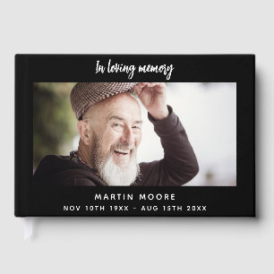 Memorial funeral loving memory black photo guest book