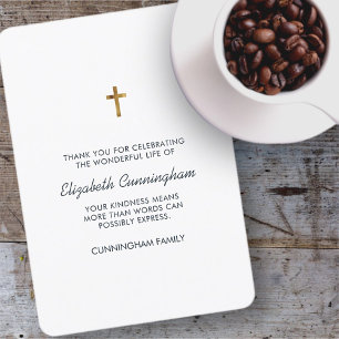 Memorial Funeral Modern and Simple Cross Thank You Card