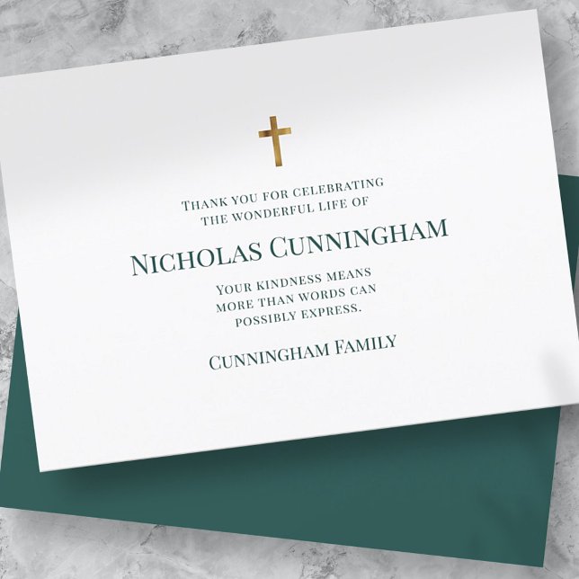 Memorial Funeral Modern and Simple Cross Thank You Card (Creator Uploaded)