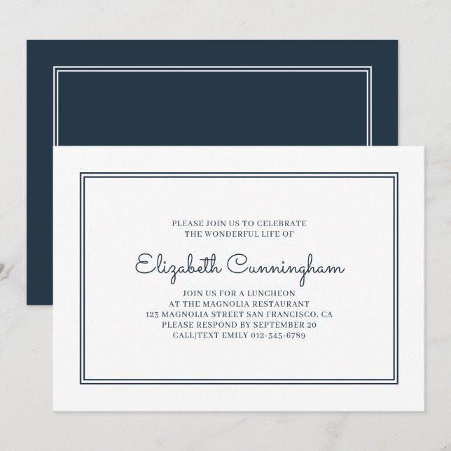 Memorial Funeral Modern and Simple Elegant Invitation (Front/Back)