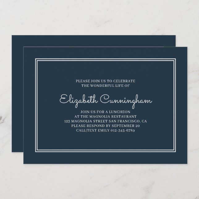 Memorial Funeral Modern and Simple Elegant Invitation (Front/Back)