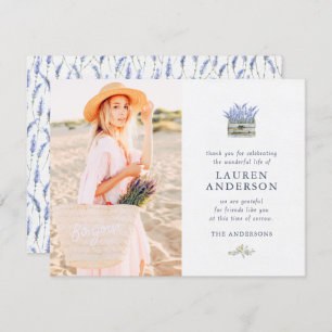 Memorial Funeral Modern Simple Chic Floral Flowers Thank You Card