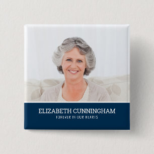 Memorial Funeral Modern Simple Colour Block Photo 2 Inch Square Button