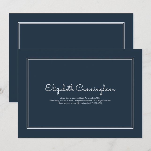 Memorial Funeral Modern Simple Elegant Invitation (Front/Back)