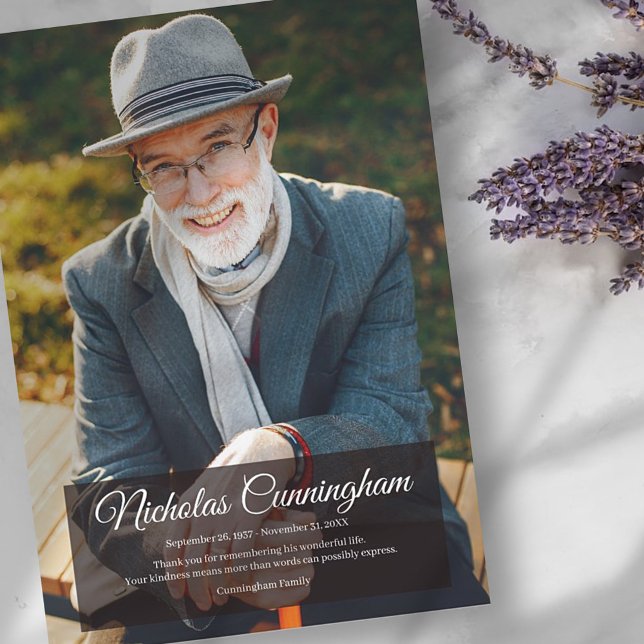 Memorial Funeral Modern Simple Photo Thank You Card (Creator Uploaded)