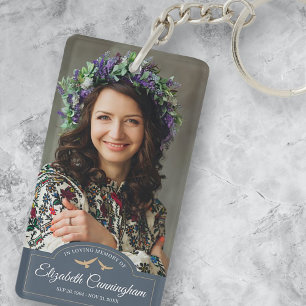 Memorial Funeral Monogram Classic Photo Keepsake Keychain