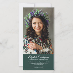 Memorial Funeral Monogram Modern Classic Photo Thank You Card