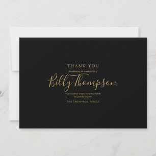 Memorial Funeral Photo Simple Elegant Gold Script Thank You Card