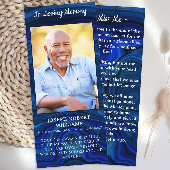 Memorial Funeral Prayer Bookmark Blue Marble Phot  (Creator Uploaded)