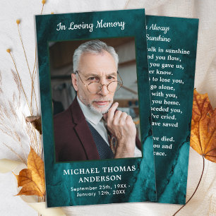 Memorial Funeral Prayer Card Emerald Green Photo