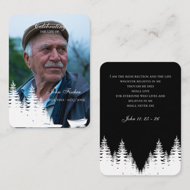 Memorial funeral prayer with photo sympathy cards (Front/Back)