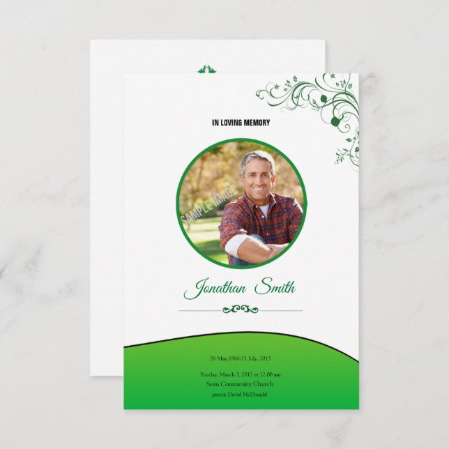 Memorial Funeral Program Card Template (Front/Back)