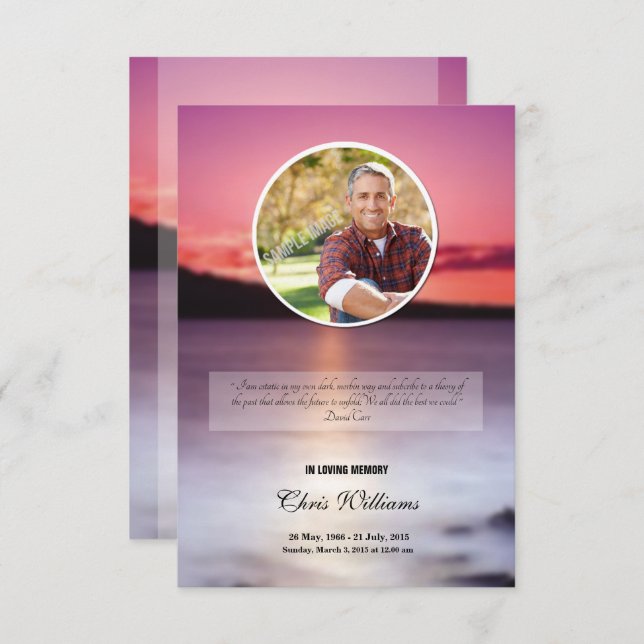 Memorial Funeral Program Card Template (Front/Back)