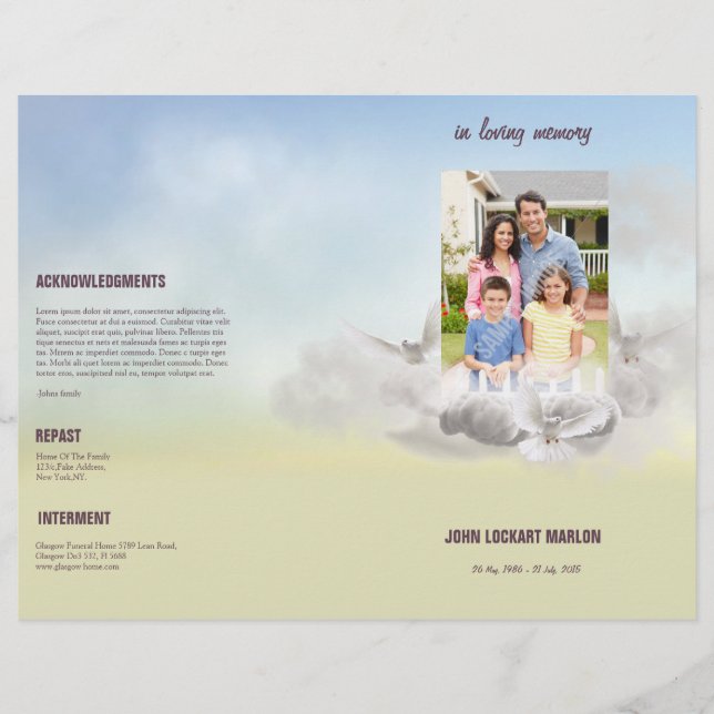 Memorial Funeral Program Template Brochure (Front)