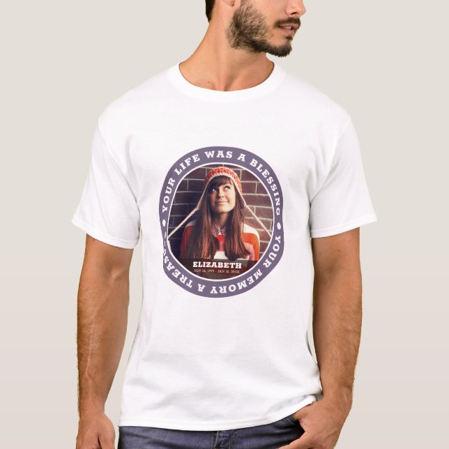Memorial Funeral Quote Classic Photo Keepsake T-Shirt (Front)