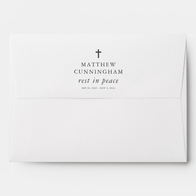Memorial Funeral Rest In Peace Modern Simple Cross Envelope (Back (Top Flap))