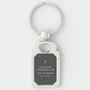 Memorial Funeral Rest In Peace Modern Simple Cross Keychain