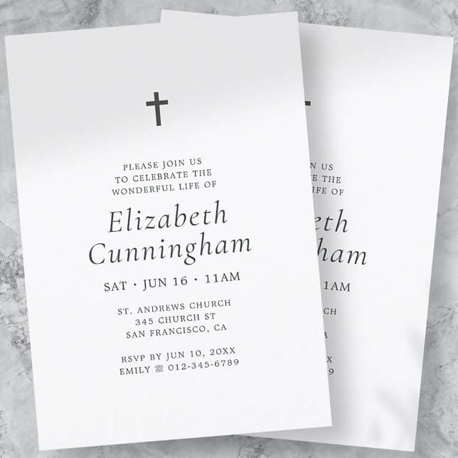 Memorial Funeral Simple Minimalist Elegant Cross Invitation (Creator Uploaded)