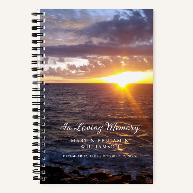 Memorial Funeral Sunset Ocean Beach Livre d'or (Recto)