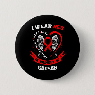 Memorial Gifts For Loss Of Godson Heart Disease Aw 2 Inch Round Button