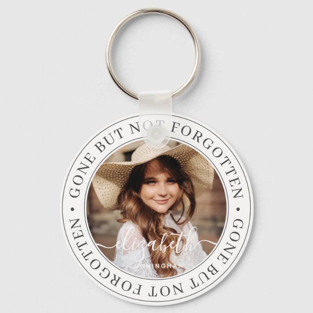 Memorial Gone But Not Forgotten Elegant Chic Photo Keychain (Front)