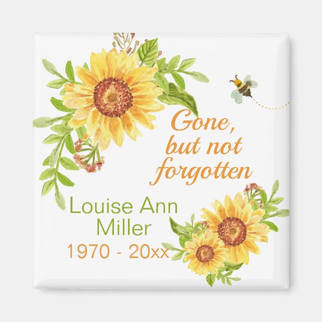 Memorial Gone But Not Forgotten Floral Sunflower Magnet (Front)