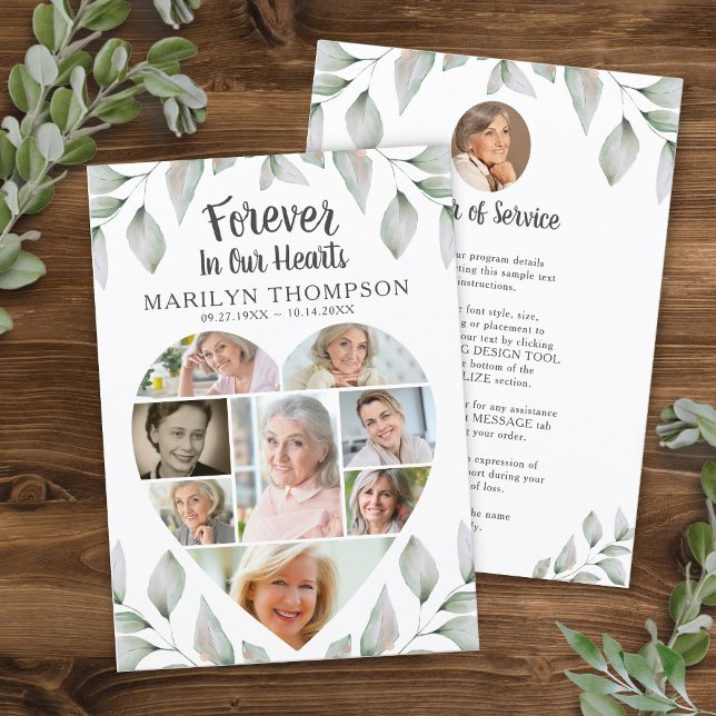 Memorial Heart Photo Collage Programme de verdure (Créateur téléchargé)