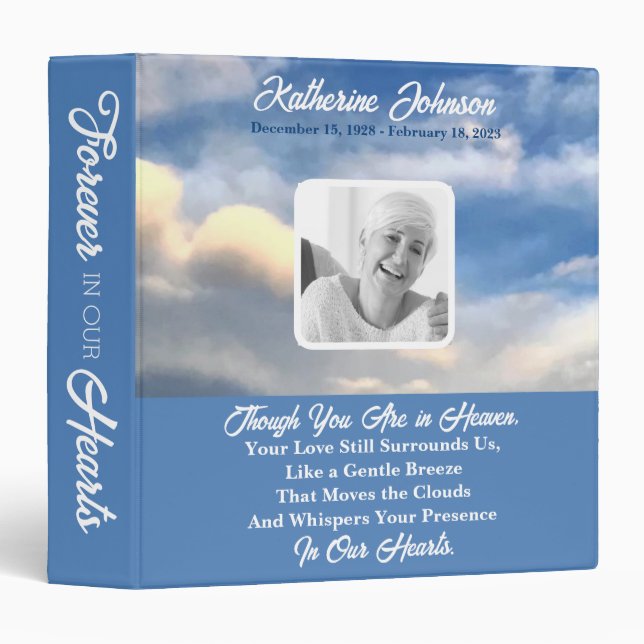 Memorial Heaven Sky Blue Remembrance Photo Book  Binder (Front/Spine)