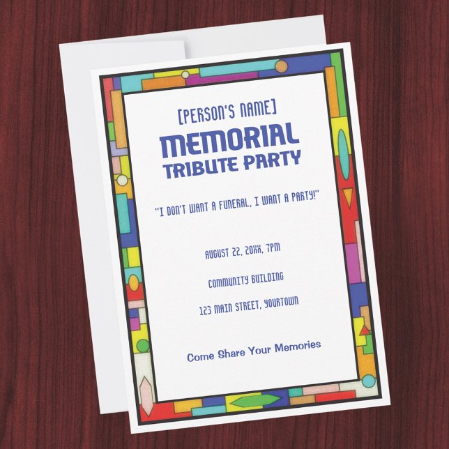 Memorial Hommage Funeral Party Invitation (Créateur téléchargé)